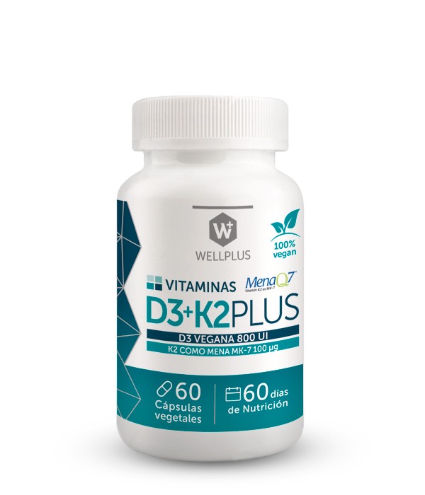 Vitamina D3+K2 Plus Vegana 60 caps WELLPLUS