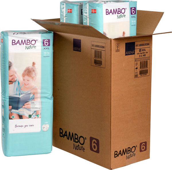 Caja Pañal Eco Friendly Talla 6 XXL Paquete Alto Bambo Nature 120 unidades