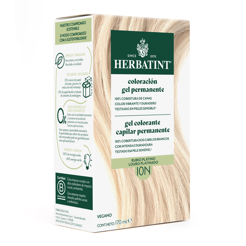 Tintura Permanente Natural 10N Rubio Platino Herbatint