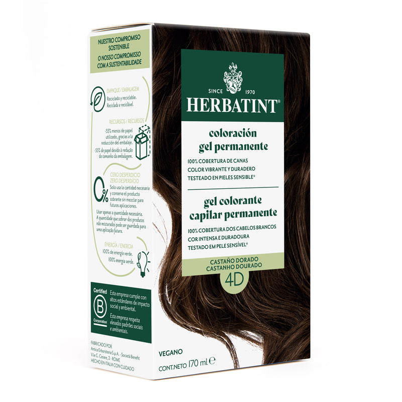 Tintura Permanente Natural 4D Castaño Dorado Herbatint