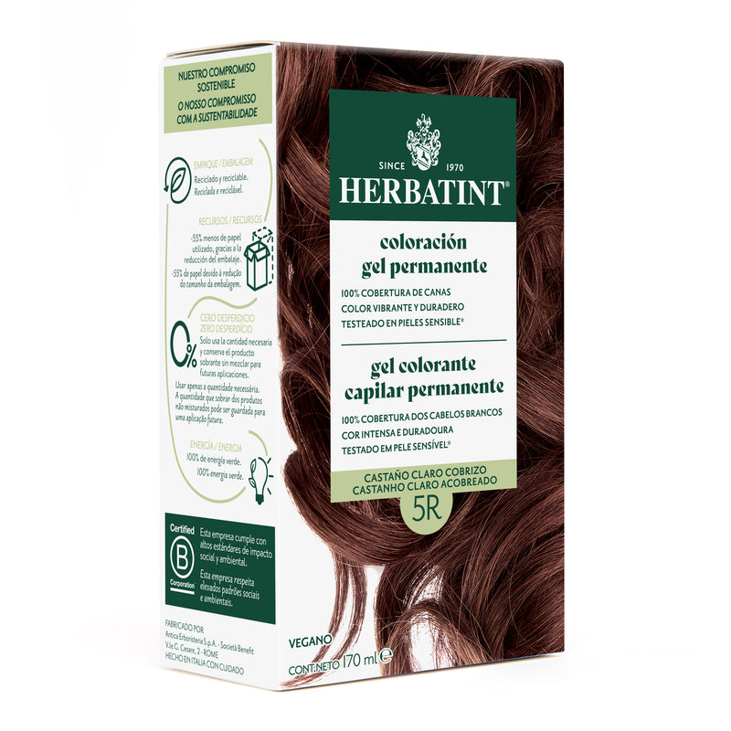 Tintura Permanente Natural 5R Castaño Claro Cobrizo Herbatint