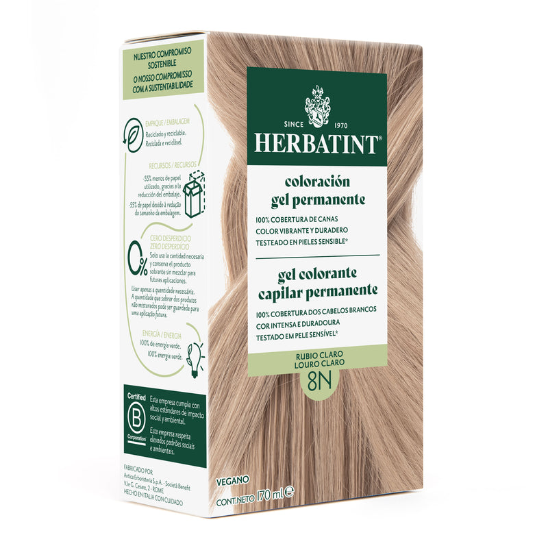 Tintura Permanente Natural 8N Rubio Claro Herbatint