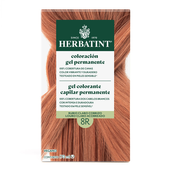 Tintura Permanente Natural 8R Rubio Claro Cobrizo Herbatint