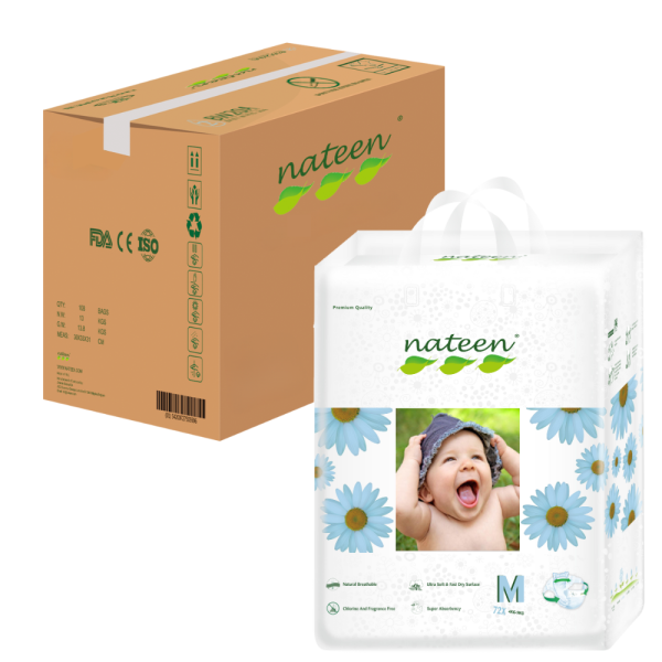 Caja Pañal Ecológico Premium Talla M Nateen 144 unidades