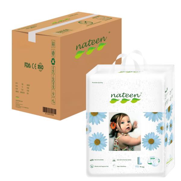 Caja Pañal Ecológico Premium Talla L Nateen 128 unidades