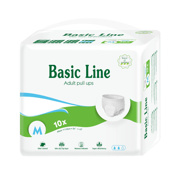 Pañales Calzon Adultos Basic Line Talla M 10 unidades NATEEN