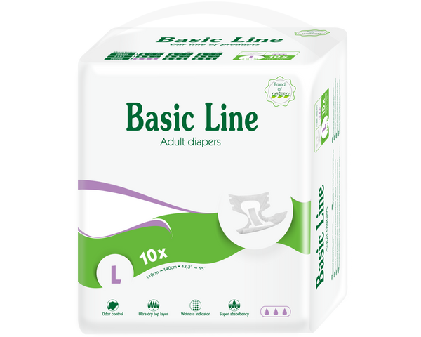 Pañales Adultos Basic Line Talla L 10 unidades NATEEN