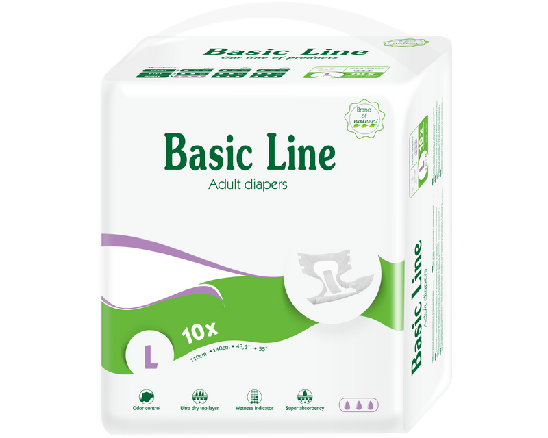 Pañales Adultos Basic Line Talla L 10 unidades NATEEN