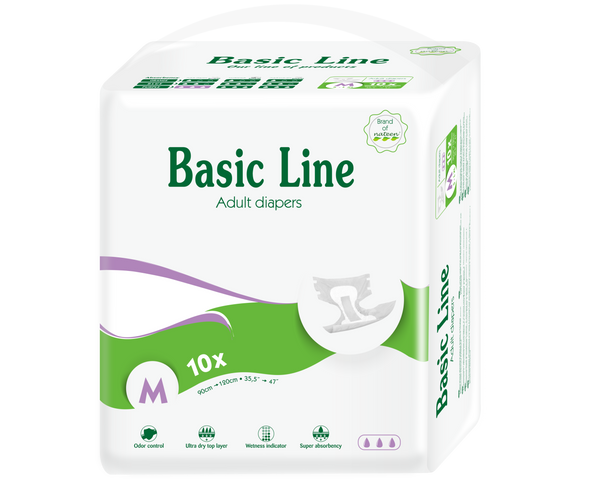 Pañales Adultos Basic Line Talla M 10 unidades NATEEN