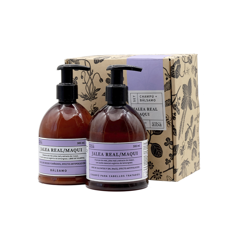 Pack Shampoo + Acondicionador Jalea Real Maqui Antipolucion 300 ml Del Alba