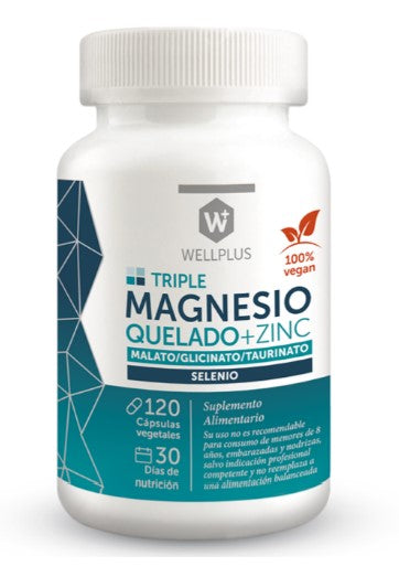 Triple Magnesio Quelado + Zinc 120 caps WELLPLUS
