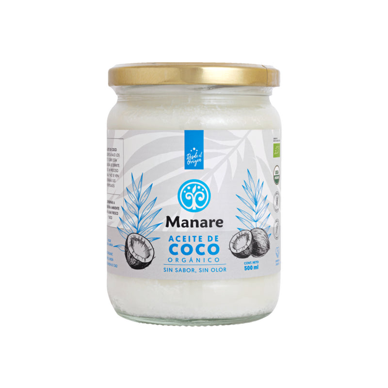 Aceite de Coco Organico Sin Olor ni sabor 500 ml Manare