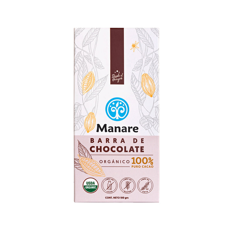 Barra de Chocolate Orgánico 100% Cacao Manare