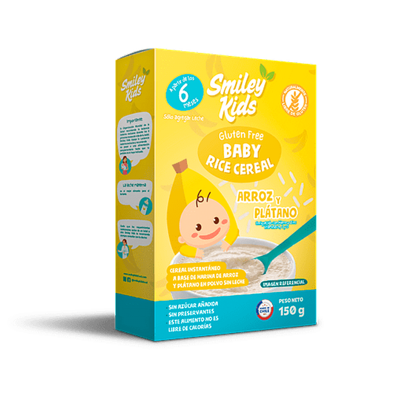 Cereal Baby Rice Banana Libre de Gluten 150 grs. Smiley Kids