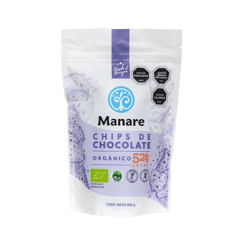 Chips de Chocolate Organico 52% Cacao 400g Manare