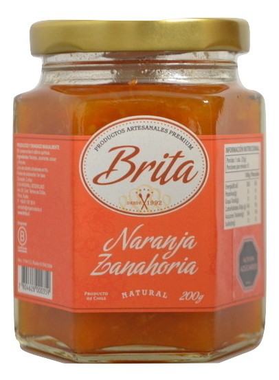Mermelada Natural Naranja Zanahoria 200 grs BRITA