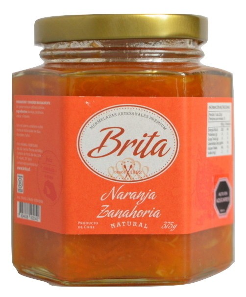Mermelada Natural Naranja Zanahoria 375 grs BRITA