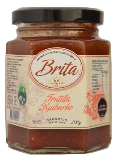 Mermelada Organica Frutilla Ruibarbo 200gr Brita