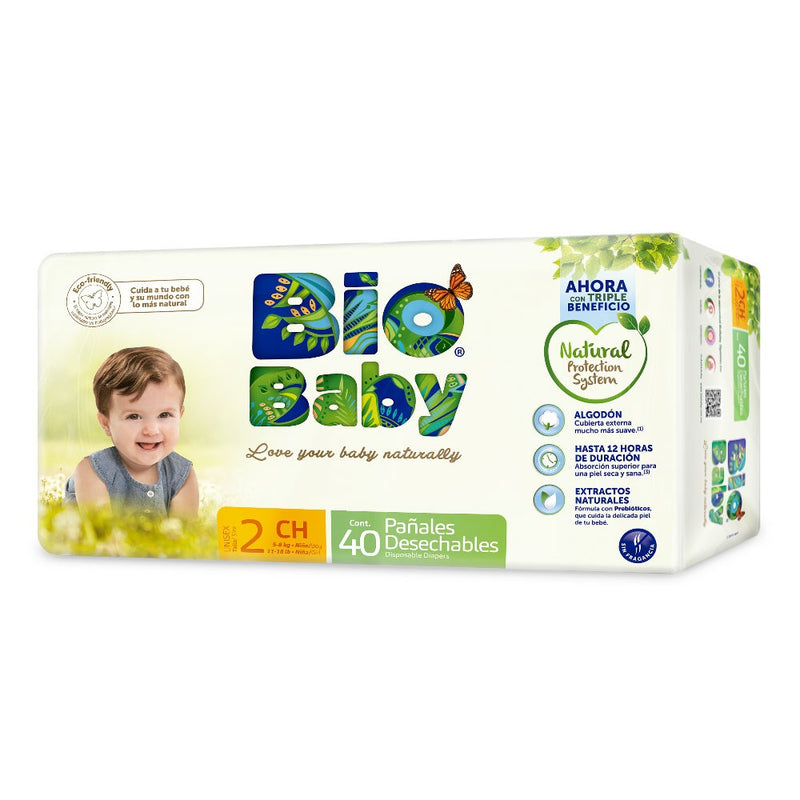 Pañal Ecológico Premium Bio Baby Talla 2 Pequeño 40 Unidades