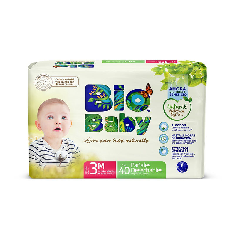 Pañal Ecológico Premium Bio Baby Talla 3 Mediano 40 unidades