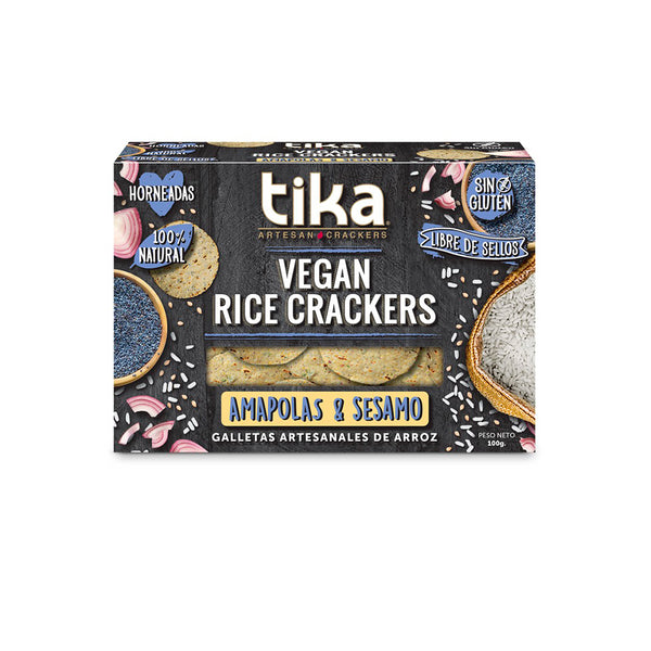 Tika Vegan Rice Crackers Amapolas & Sesamo 100 grs.